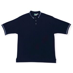 Vintage Crest Signature Polo Shirt 2XL Blue Mesh Short Sleeve 90s Made In USA